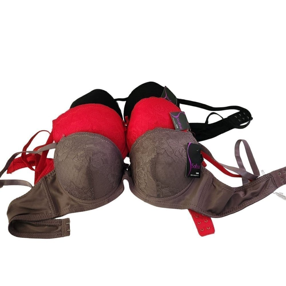 Sofra Set Of 3 NWT Push Up Bras Size 38B